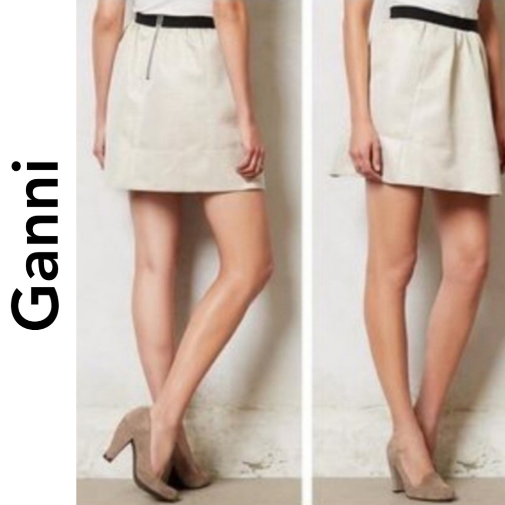 Ganni Cressida Gold Pleated Skirt